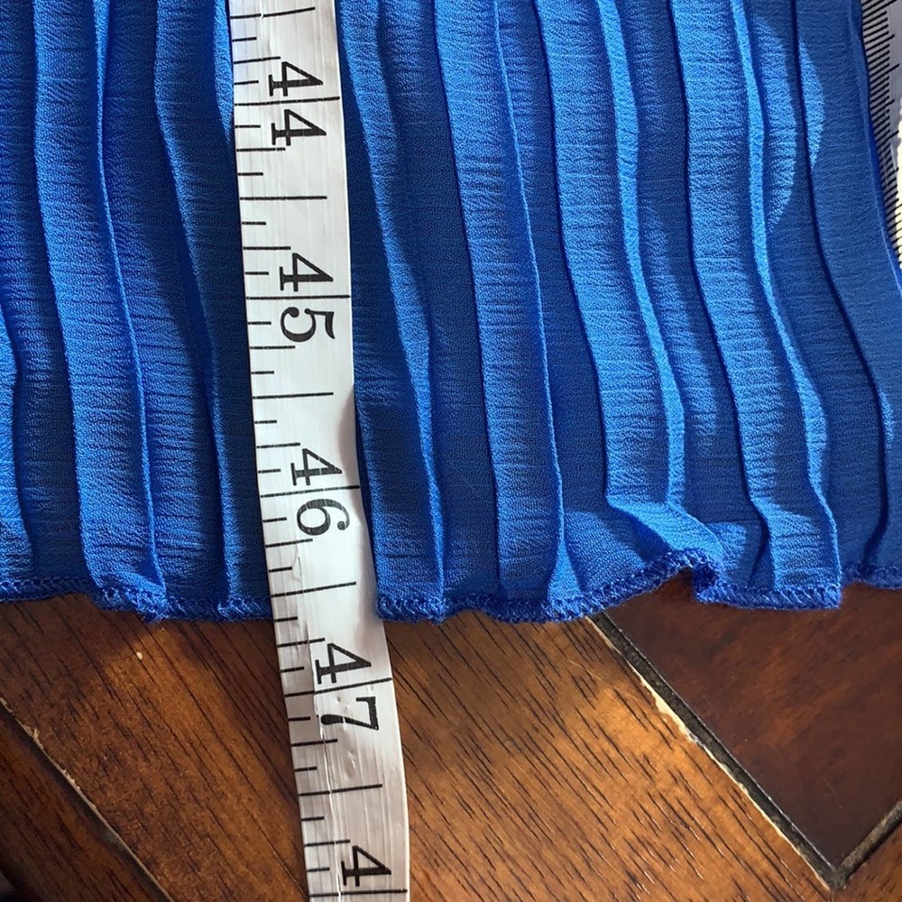 FOXIEDOX Pleated Front Slit Midi Cocktail Dress Women's M Blue - Picture 10 of 11